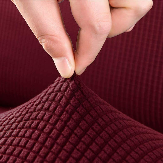 Ehome Elastic Cover Two Seater Sofa Burgundy 85x180cm