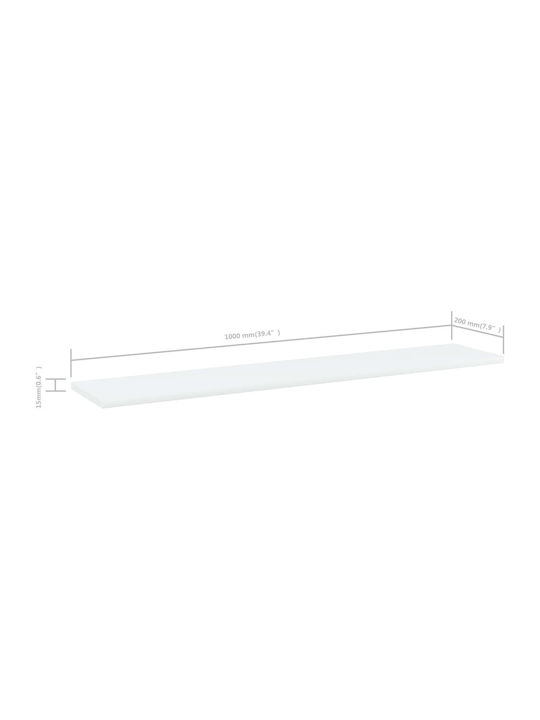 vidaXL Rectangular Bookcase Shelf made of Particleboard in White Color 100x20x1.5cm 805378 4pcs