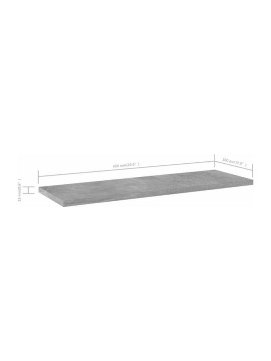 vidaXL Rechteckig Bücherregal aus Spanplatte in Gray Farbe 60x20x1.5cm 805226 4Stück