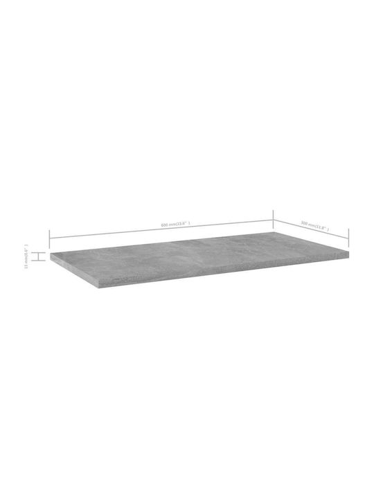 vidaXL Rectangular Raft de bibliotecă Placă din Lemn Agregat în culoarea Gri 60x30x1.5cm 805242 4buc