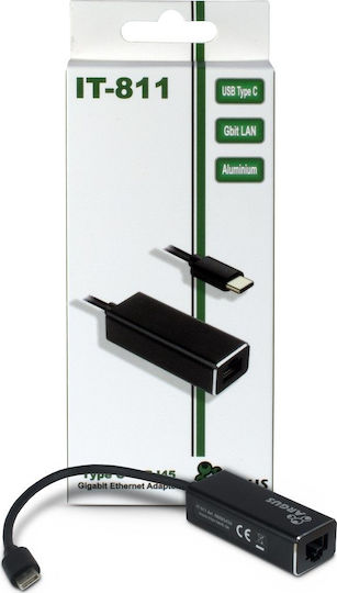 Inter-Tech Argus IT-811 USB-C Netzwerkadapter mit Verkabelter Verbindung Gigabit Ethernet