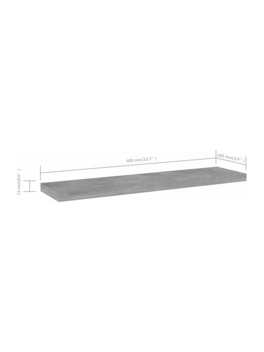 vidaXL Rectangular Raft de bibliotecă Placă din Lemn Agregat în culoarea Gri 40x10x1.5cm 805130 4buc