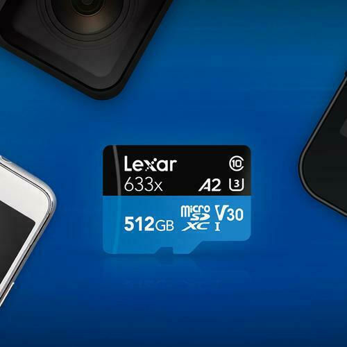 Lexar High-Performance 633x microSDXC 512GB U3 V30 A2 UHS-I 100MB/s με αντάπτορα
