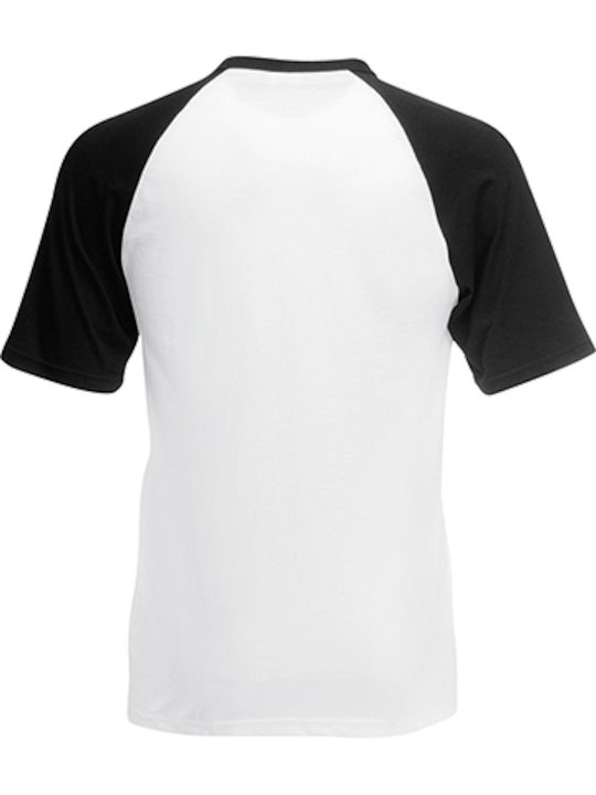 Fruit of the Loom Valueweight Baseball T Ανδρικό Διαφημιστικό T-shirt Κοντομάνικο White/Black