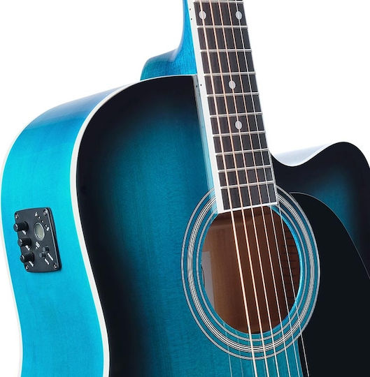 Soundsation Akustisch Gitarre Yellowstone DNCE-BLS Blue Ausschnitt Rot