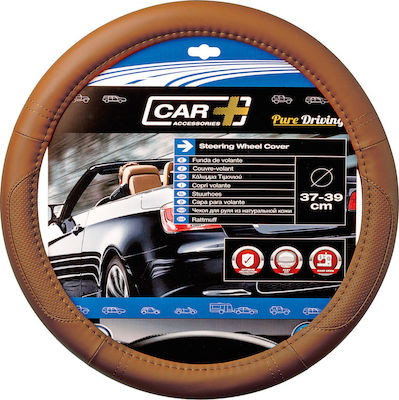 Car+ Car Steering Wheel Cover with Diameter 37-39cm Synthetic Brown