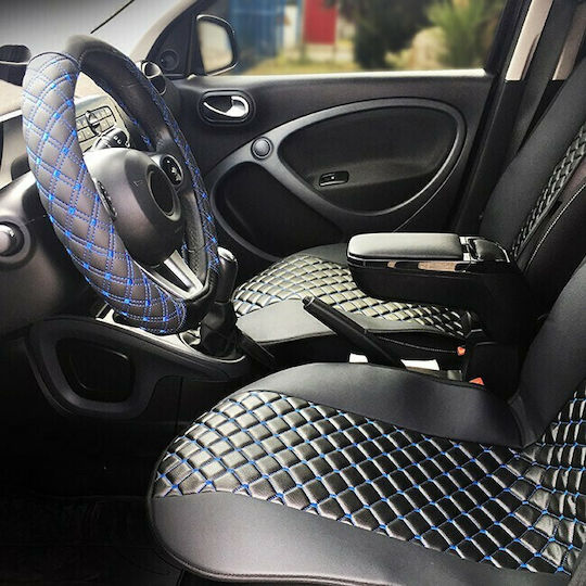Auto Gs Car Steering Wheel Cover Elegant D with Diameter 38cm made of Leatherette Black with Blue Stitching
