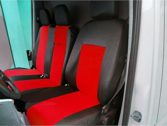 Front Car Seat Covers 3 Pieces Polyester Mercedes-Benz Sprinter Red / Black