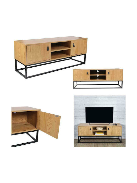TV Stand Abbott Made of Solid Brown Wood L117xD39xH48cm