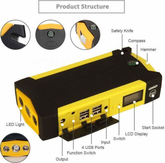 Multi-Function Portable Car & Motorcycle Battery Jump Starter 69800mAh with Power Bank USB 12V 69800mAh
