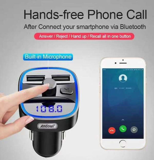 Andowl FM Transmitter Αυτοκινήτου Qt102 με AUX / USB