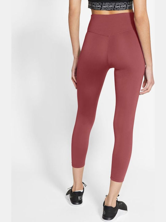 Nike One Women's Cropped Legging High Waisted Dri-Fit Pink