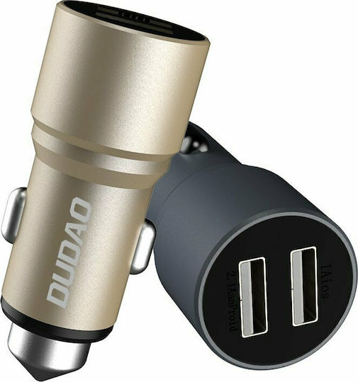 Dudao R5 Автомобилно Зарядно Устройство 2.4A с Портове: 2xUSB-A Сив Цвят