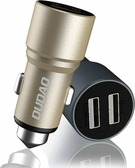 Dudao R5 Автомобилно Зарядно Устройство 2.4A с Портове: 2xUSB-A Сив Цвят