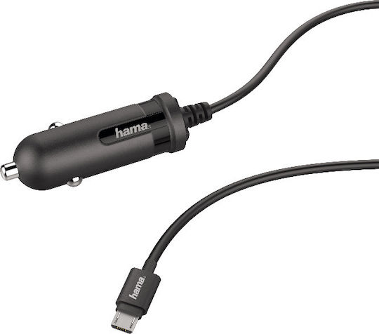 HAMA Автомобилен Зарядно Устройство 2.4A с Кабел Micro-USB Черен Цвят
