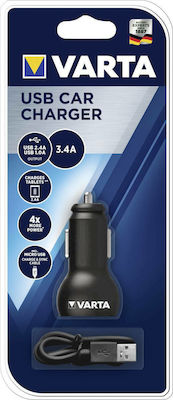 Varta Car Charger Black Total Intensity 3.4A with Ports: 2xUSB