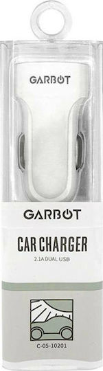 Garbot Garbot Grab&Go Dual Car Charger 10W 2.1A with Ports: 2xUSB White Color