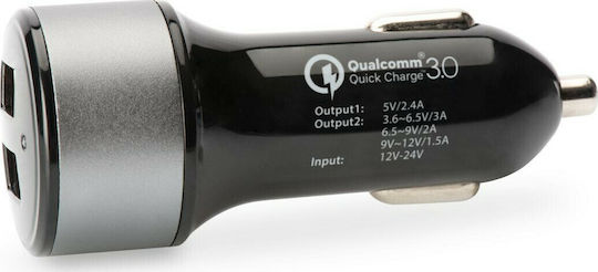 Ednet Qualcomm Quick Charge 3.0 Auto-Ladegerät 5.4A Schnellladung mit Anschlüssen: 2xUSB Schwarz Farbe