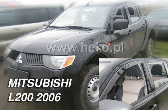 Heko Set of Windbreakers Front and Rear Car Dark Fime for Mitsubishi L200 4D 2006 4pcs