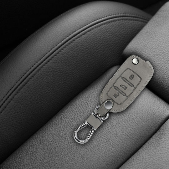 Leatherette Car Key Cover Case with 3 Buttons for Seat / Skoda / VW Gray