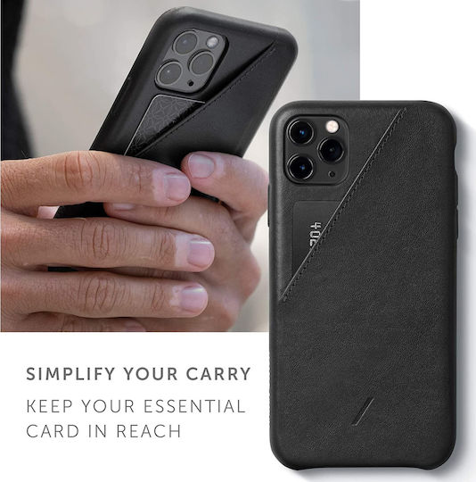 Native Union Clic Card Back Cover Leather Black (iPhone 11 Pro Max)