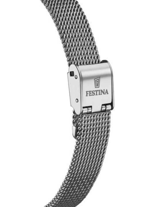 Festina Γυναικείο Ρολόι 30.2mm Μπαταρίας με Ασημί Μεταλλικό Μπρασελέ