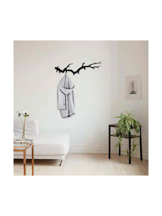 HomeMarkt Metal Wall Hanger with 6 Slots Μαύρη 87x1x22cm 1pc