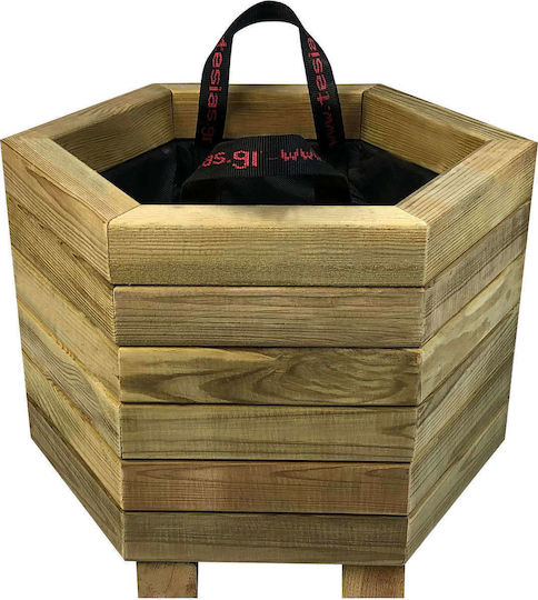 Tesias Hexagonal Planter Pot Wooden 42x32cm.