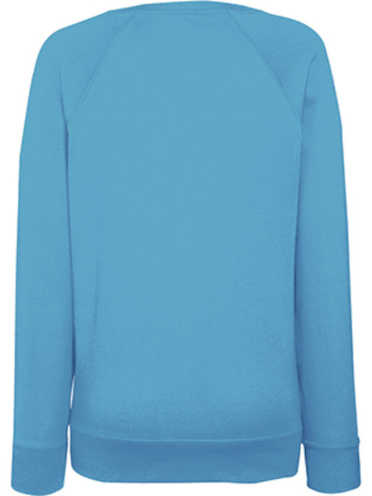 Fruit of the Loom Lightweight Raglan Women's Long Sleeve Promotional Blouse Azure Blue