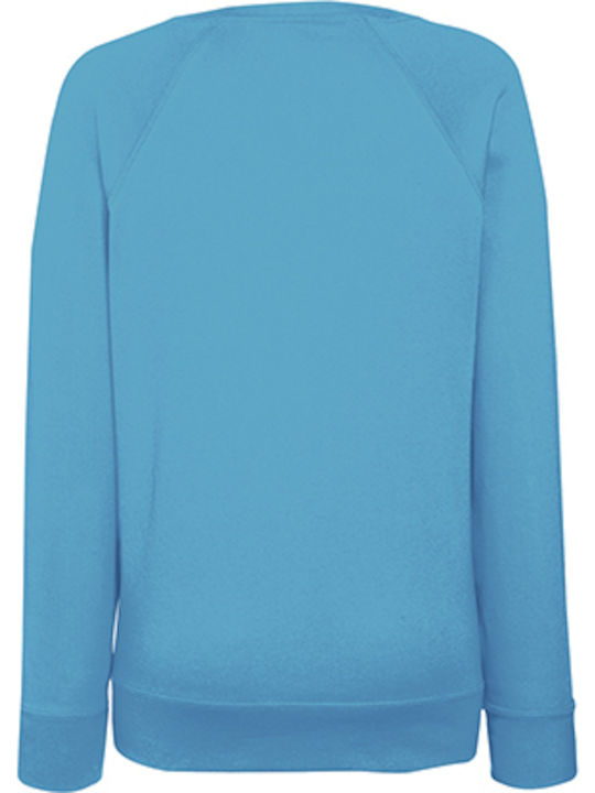 Fruit of the Loom Lightweight Raglan Женски Рекламна блуза Дълъг ръкав Лазурно синьо