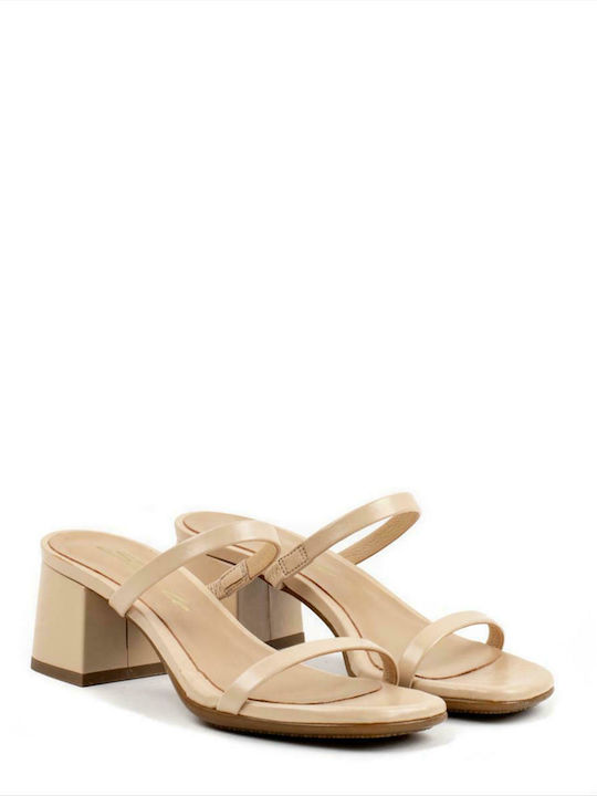 Sante Women's Sandals with Chunky Medium Heel In Beige Colour