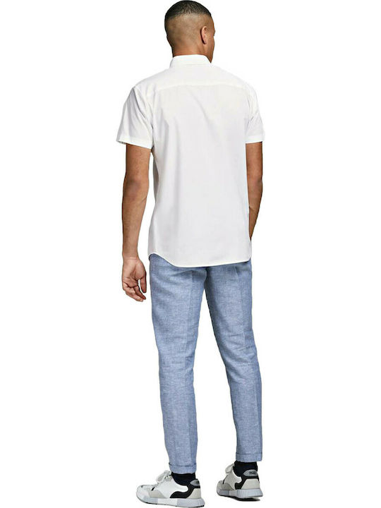 Jack & Jones Men's Shirt Short Sleeve Cotton White