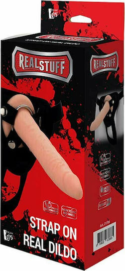 Dream Toys Real Stuff Strap On Slim Realistic Silicone Dildo with Harness Harness με Dildo 20cm σε Μαύρο Χρώμα
