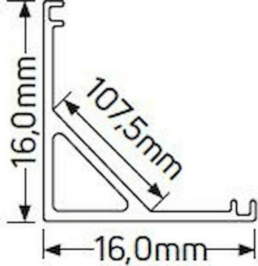 Geyer На открито Алуминиев Профил за LED Лента с Опал Покритие 200x1.5x1.5см.
