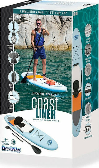 Bestway Coast Liner Lite Φουσκωτή Σανίδα SUP / Kayak με Μήκος 3.2m Μπλε
