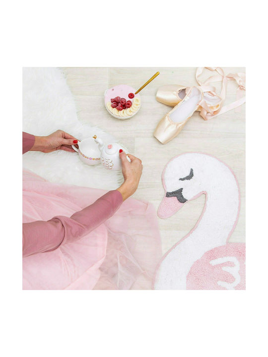 Sass & Belle Freya Swan Παιδικό Χαλί Βαμβακερό Ροζ 65x73cm