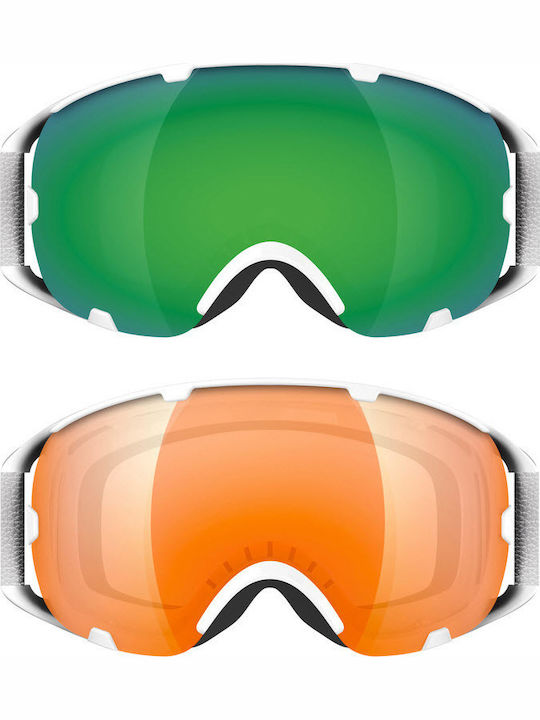 K2 Source Sliced Ски & Сноуборд Маска Детска Бял с Леща в Цвят Зелен