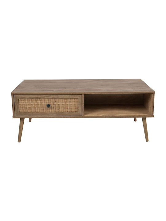 Ammos Rectangular Wooden Coffee Table Natural L110xW59xH41.4cm