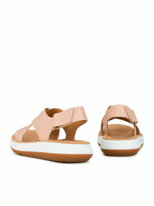 Clarks Jemsa Cross Leather Women's Flat Sandals Anatomic in Pink Color