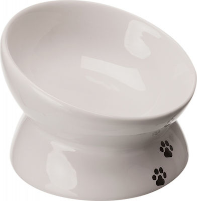 Trixie Ergonomic Shape Ceramic Cat Bowl White Food & Water with Stand 2 Seats of 150ml 13cm