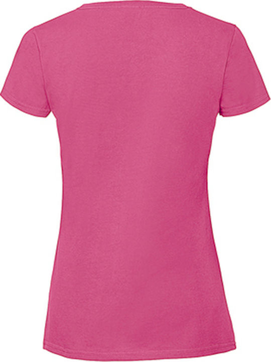 Fruit of the Loom Ladies Ringspun Premium T Femei Bluza Promotională Mânecă Scurtă în Fuchsia Culore