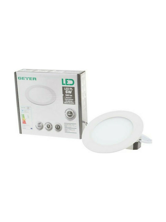 Geyer Round Metallic Recessed Spot with Integrated LED and Natural White Light 6W White 12x12cm. 1pcs