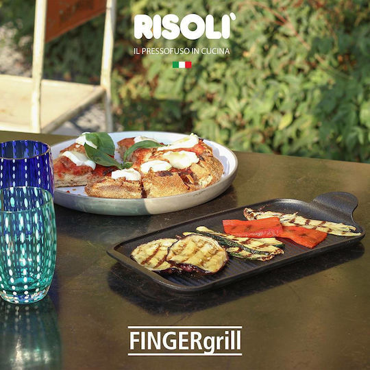 Risoli Explora Fingergrill Αντικολλητική Πλάκα Ψησίματος Διπλής Όψης με Αλουμινίου Ραβδωτή Επιφάνεια 32x16εκ.