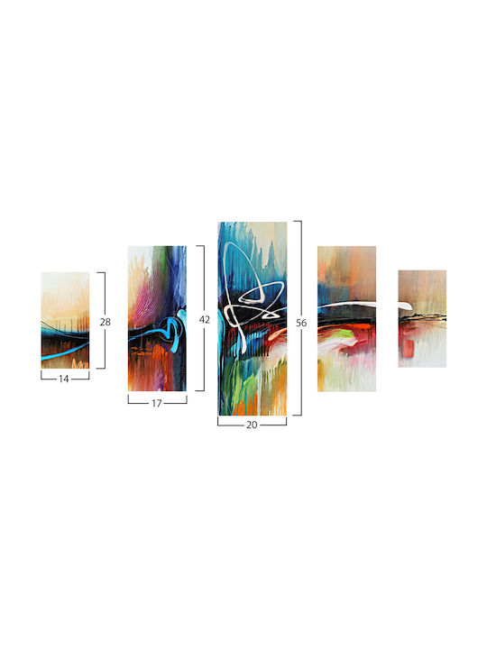 Freebox Abstract Colors Πεντάπτυχος Πίνακας Ξύλινος 82x56cm