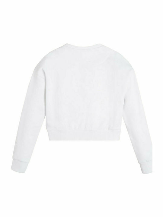 Guess Kids Cropped Fleece Sweatshirt White Icon