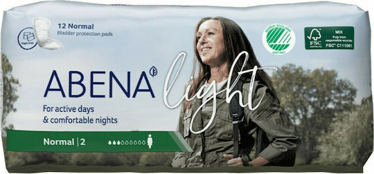 Abena Light Normal 2 Γυναικείες Σερβιέτες Ακράτειας Κανονικής Ροής 3 Σταγόνες 12τμχ