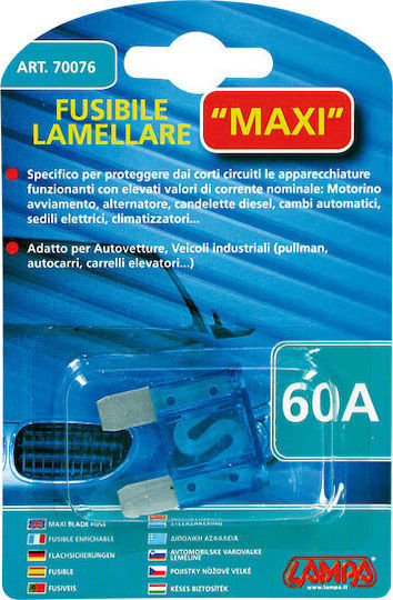 Lampa Maxi Blade Fuse 60A Siguranță Auto Lamelară