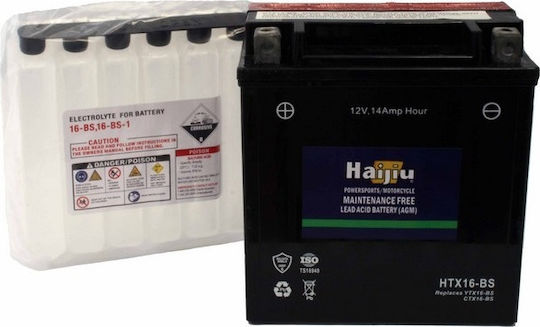 HaiJiu Μπαταρία Μοτοσυκλέτας HTX16-BS / YTX16-BS με Χωρητικότητα 14Ah