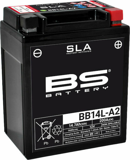 BS SLA ГЕЛ Мотоциклетна батерия YB14L-A2 200Спецификация с капацитет 14.7Ах