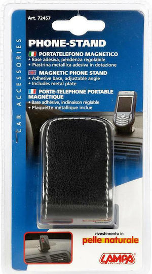 Lampa Magnetic Phone Stand Natural Leather Car Mobile Mount with Magnet Black